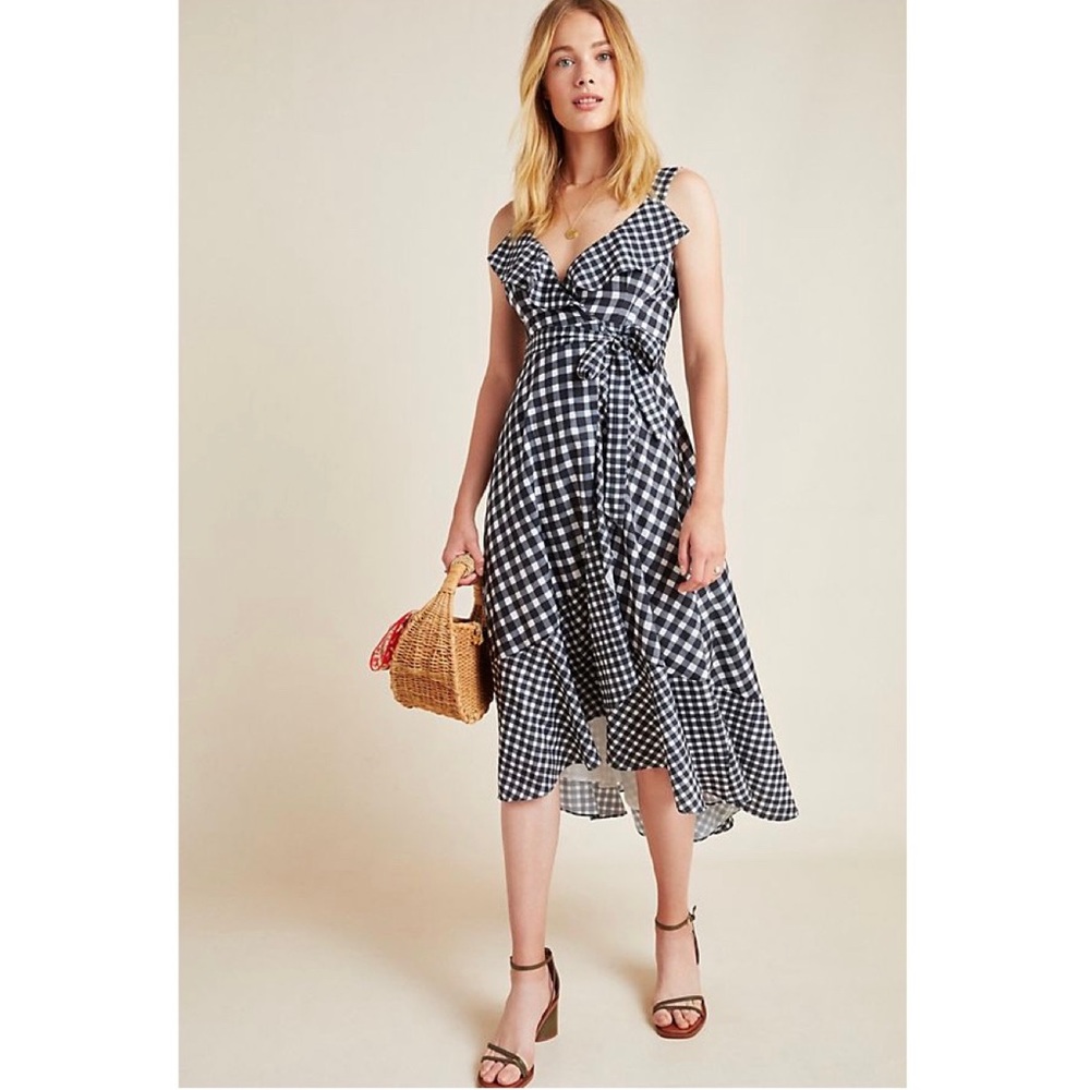 Anthropologie Hutch Allison gingham wrap dress